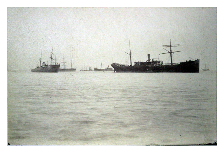 March 1884 of ships at Cefn y Wr&acirc;ch by J. L. Howe of Penarth