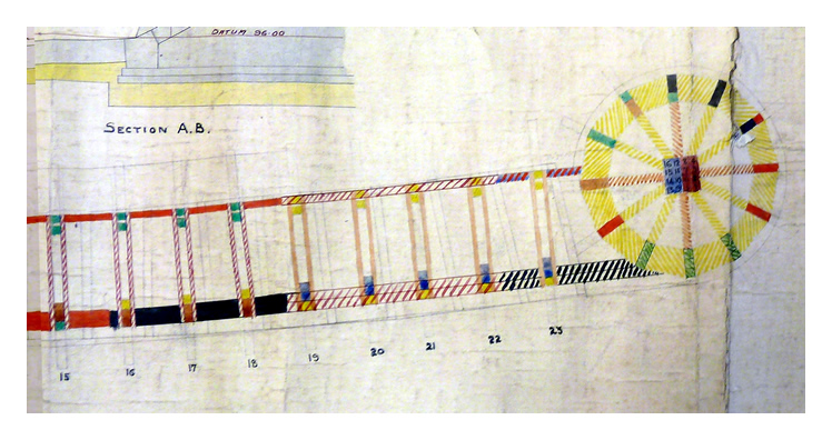 1920-1921 - The GWR drawing of the northern jetty at Penarth Dock indicating the delays and timescale for construction. 