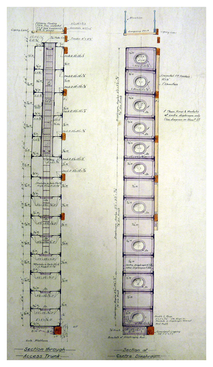 A sectional view through the Access Truck plus a cross-sectional view at the Central Diaphragm.