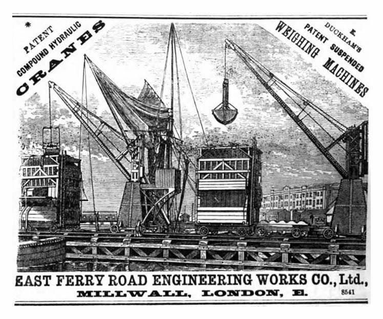 1881 - An advertisement published within the 'Engineering' magazine for the East Ferry Road Engineering Works Company Limited of Millwall, London, E.