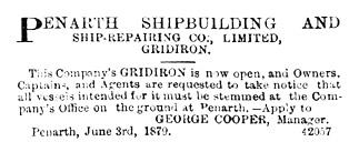 Penarth Shipbuilding and Ship-Repairing Co., Limited, Gridiron. - This Company's Gridiron is now open . . . 1879