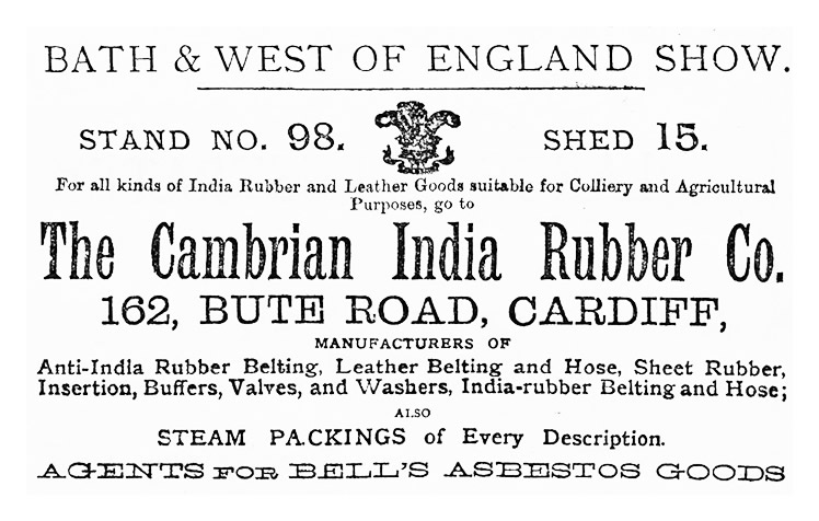 The Cambrain India Rubber Co., 162 Bute Road, Cardiff.