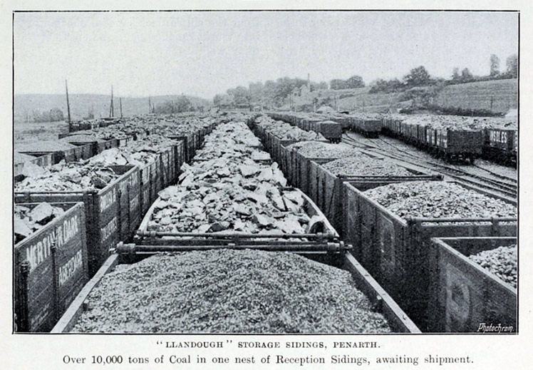" Llandough " Storage Sidings, Penarth. Over 10,000 tons of Coal in one nest of Reception Sidings, awaiting shipment. 