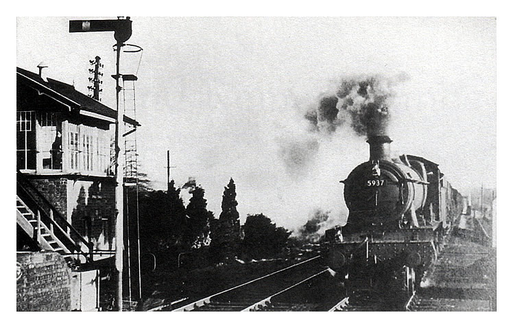 Dinas Powis Signal Box - A view from the platform taken during January 1955. 