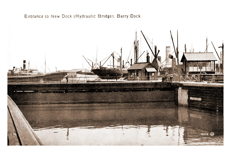 Entrance to New Dock (Hydraulic Bridge). Barry Dock