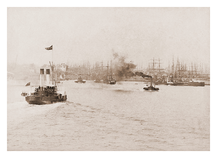 c.1880 - The entrance to the Bute Docks at Cardiff.