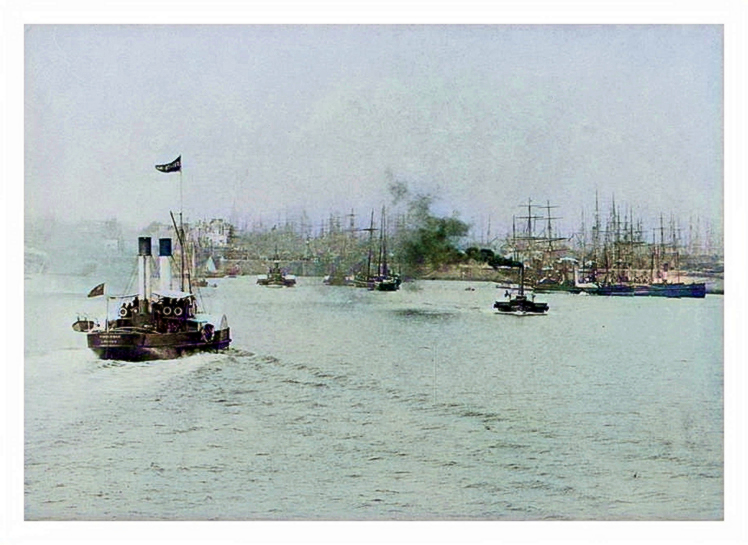 c.1880 - The entrance to the Bute Docks at Cardiff.