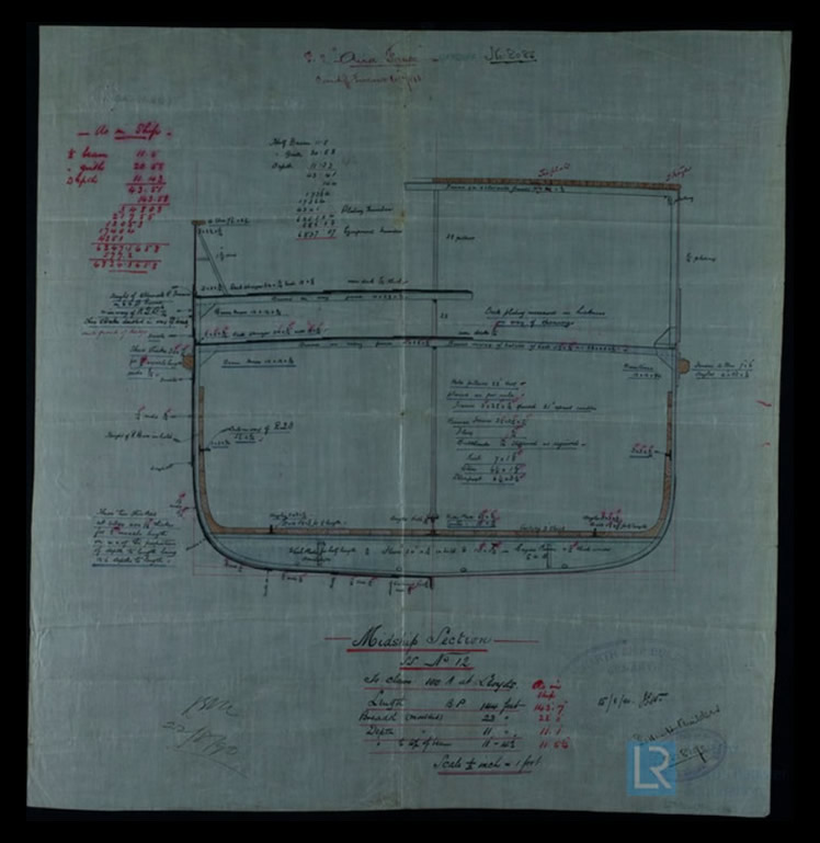 s.s. 'Aira Force' - A drawing of the Midship Section of 's.s. No.12'. 