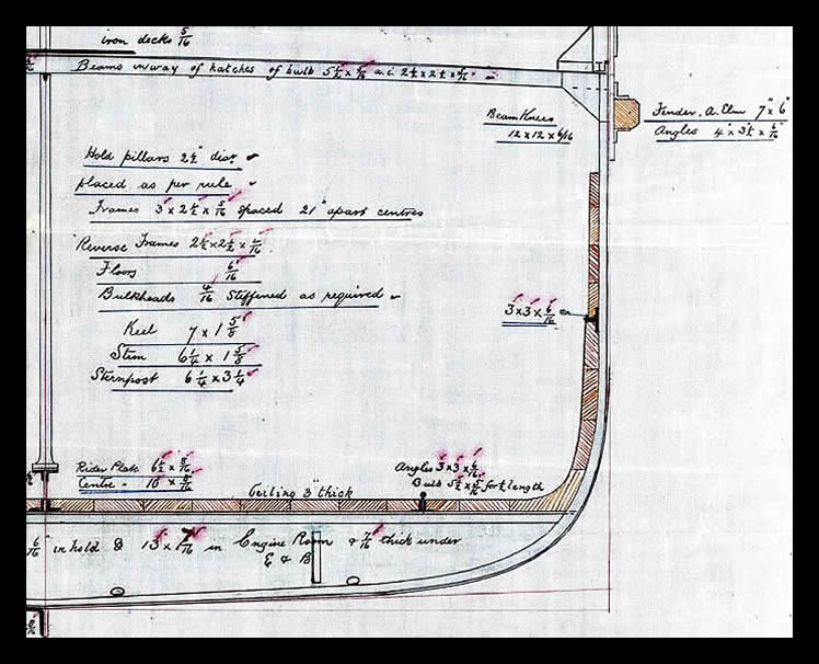 s.s. 'Aira Force' - A drawing of the Midship Section of 's.s. No.12'. 