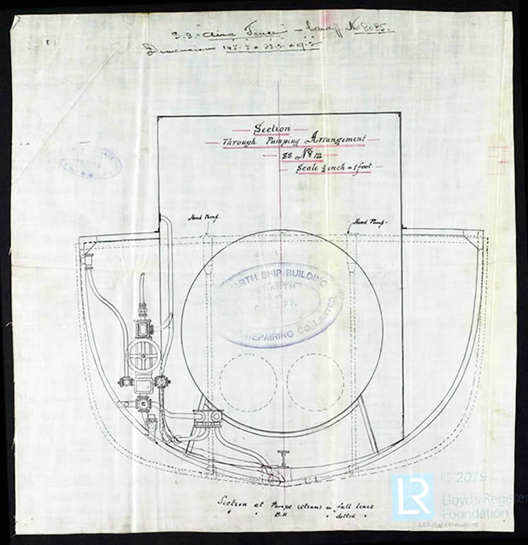 s.s. 'Aira Force' - A drawing being a sectional view Through Pumping Arrangement of 's.s. No.12'.