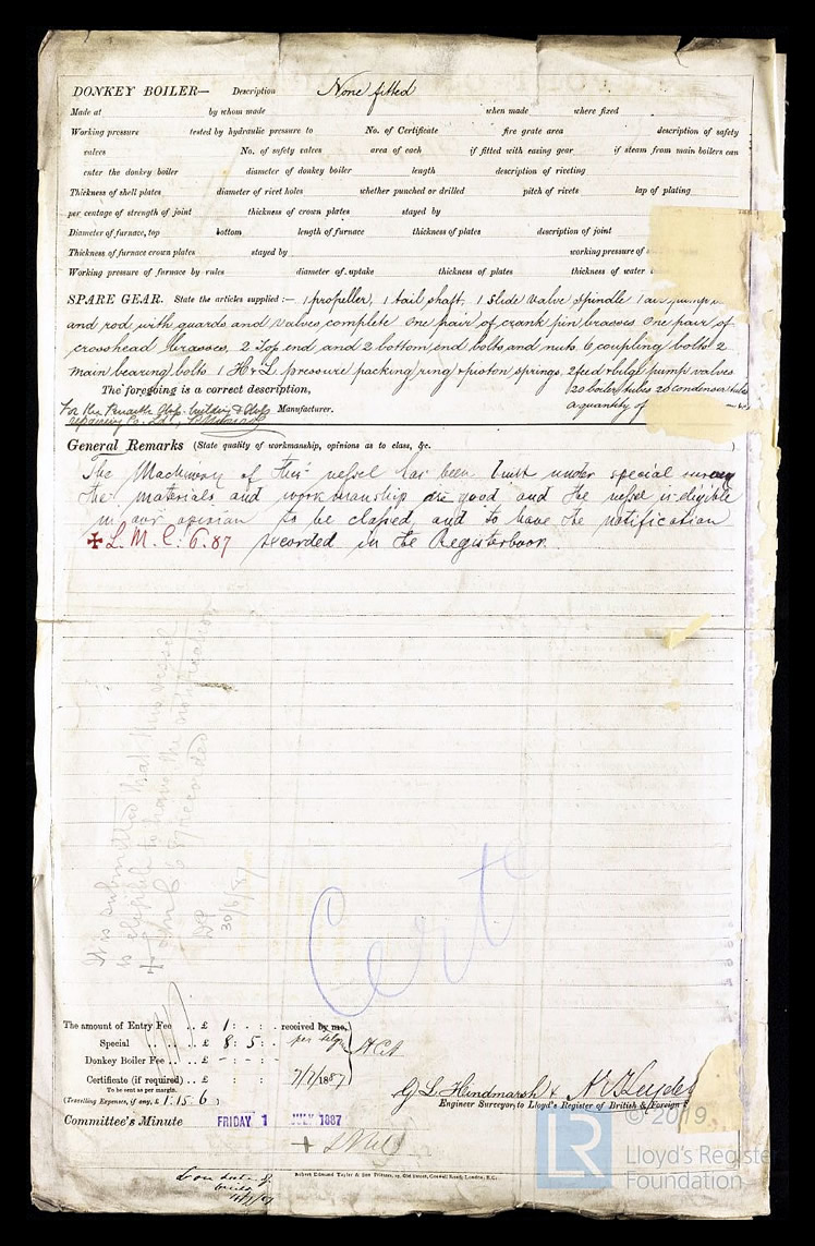 s.s. 'Albatros' - Report on Machinery for Albatros - 17th June 1887 - page 2.