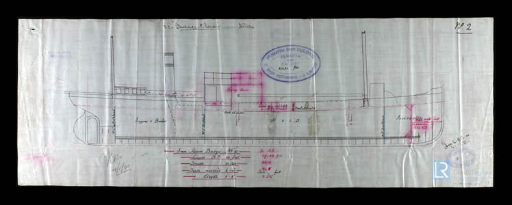 s.s. 'France Cherie' - Longitudinal Plan for France Cherie - 16th December 1889.