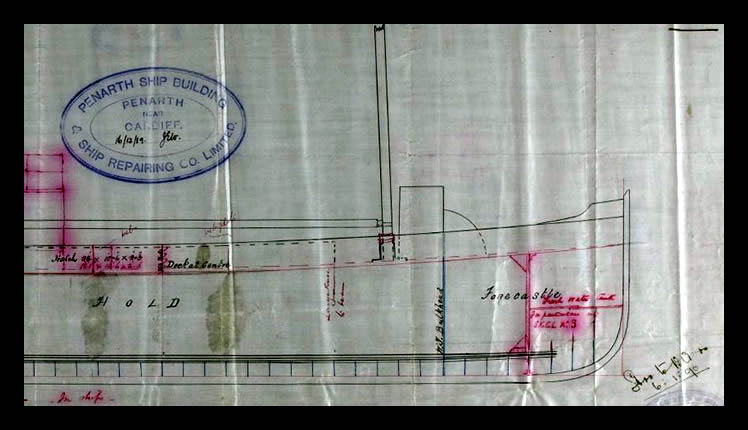 s.s. 'France Cherie' - Longitudinal Plan for France Cherie - 16th December 1889.