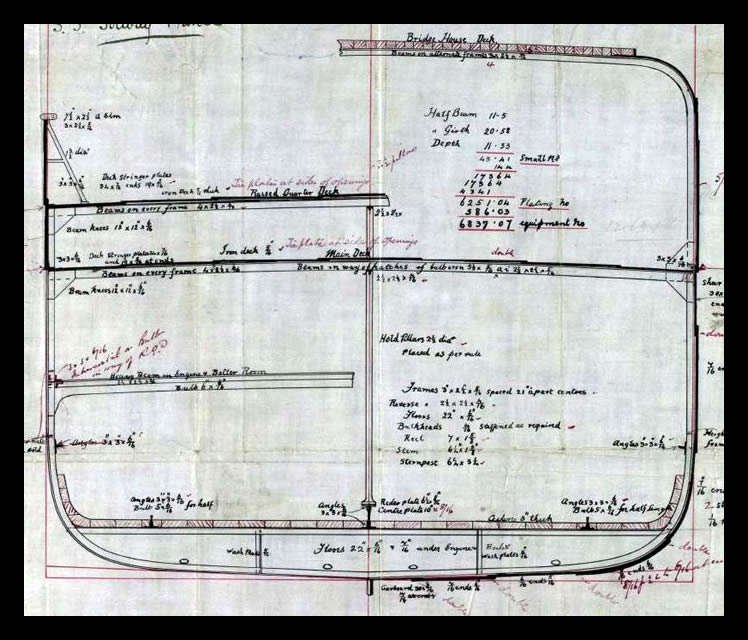 s.s. 'Solway Prince' - Plan of Midship Section for Solway Prince - 25th November 1889.