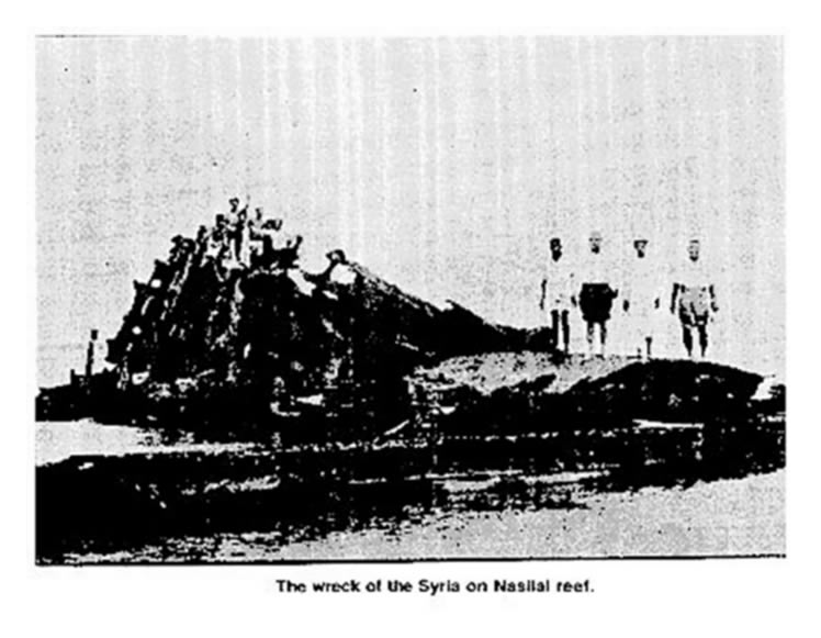 1884 - The wreck of the Syria on the Nasilai reef.