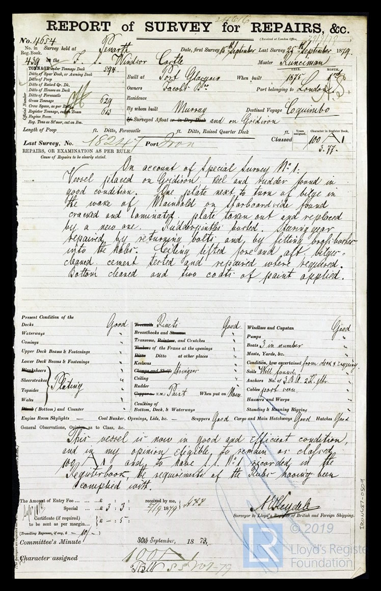 s.v. 'Windsor Castle' - Report of Survey for Repairs, &c. for Windsor Castle - 25th September 1879. 