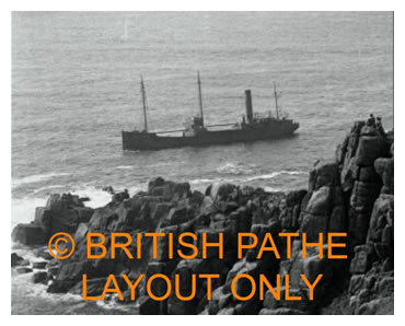Autumn's First Wreck - s.s. Mellanear runs aground on the rocks at Land's End, Cornwall.