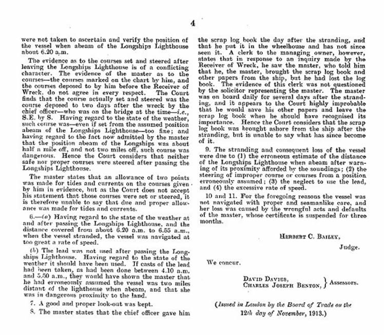 The formal investigation into the loss of the steamship 'J Duncan'. 