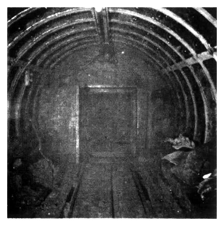 April 1989 - View of air lock and bulkhead within tunnel.