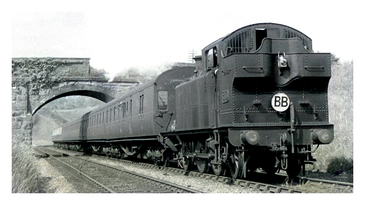 June 1949 - 0-6-2T passenger train photographed just west (Dinas Powis side) of the western portal of Cogan tunnel.