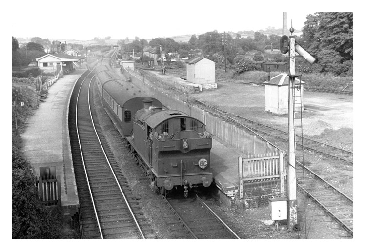 1949 - At Dinas Powis Station with a down local passenger headed for Barry Island. 