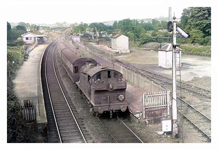 1949 - At Dinas Powis Station with a down local passenger headed for Barry Island. 