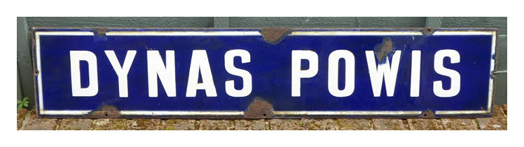 A photograph of the actual Barry Railway 'Dynas Powis' signalbox nameplate, c.1880.