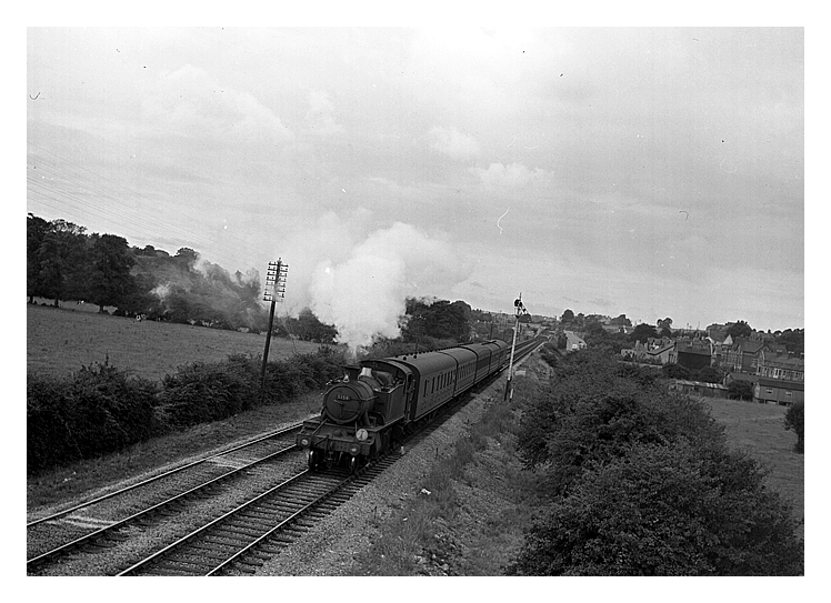 1955 - British Railways locomotive 5159 en route for Cogan having just left Dinas Powis bound for Cardiff General and onwards to the Valleys during September 1955.