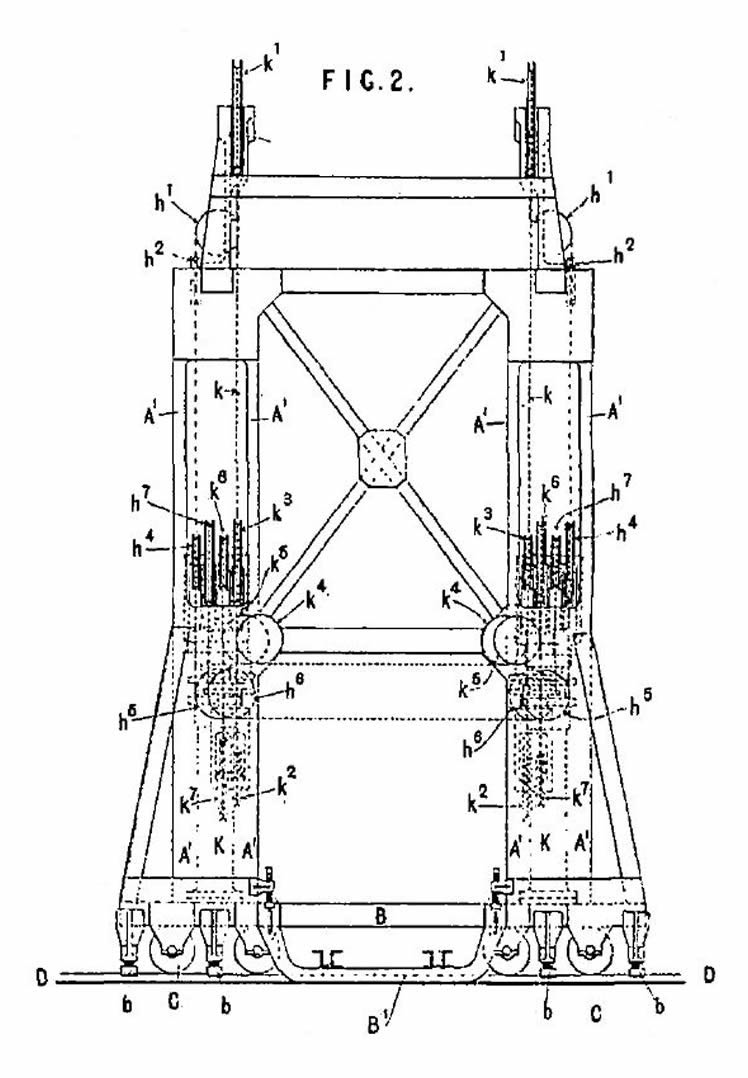 Figure 2 is a rear elevation (the platform being down) 