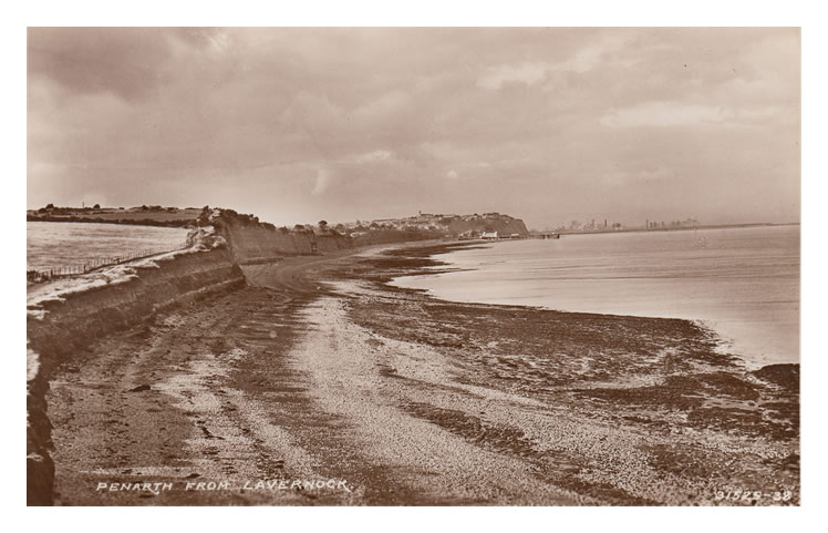 Penarth from Lavernock - A postcard view from the headland where Mr. Marconi created history by the first radio transmission over sea to Flatholm in 1897.