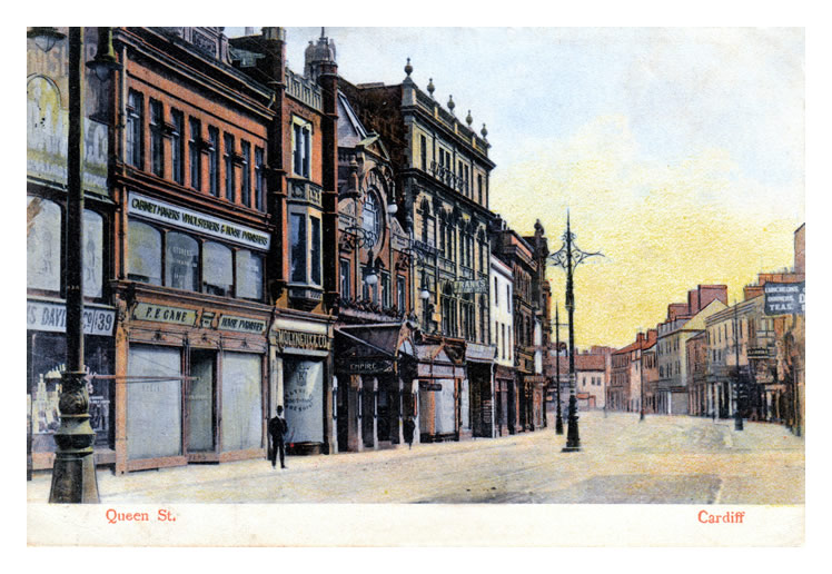 Queen Street, Cardiff - A postcard sent from the Bute Docks during August 1923.