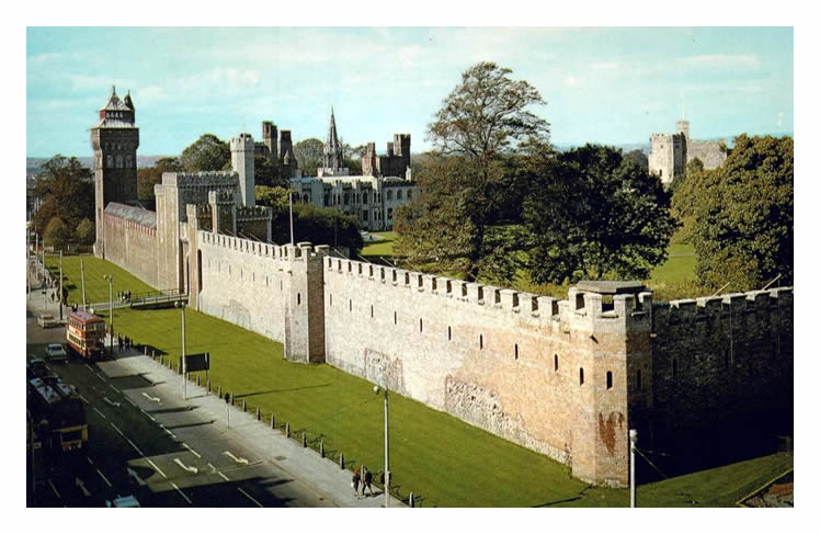 Cardiff Castle and Duke Street.