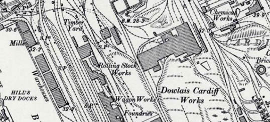 The Dowlais Cardiff Works on Cardiff East Moors.