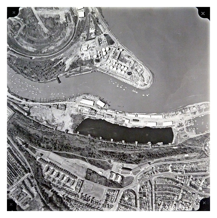29th June 1981 - Image No. 140? - An ariel view of Penarth Dock, the Basin, the Oil Storage Facility and the remains of the former Iron Ore Wharf.