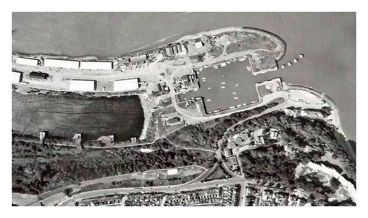 29th June 1981 - Image 4 of 5 - Image No. 141 - Another of the series of ariel views of Penarth Dock (being roughly the extents of the present day Marina in the expanded image), the Basin, the Oil Storage Facility and Penarth Head with the Custom House and sadly declining former Mercantile Marine Offices of the Board of Trade.