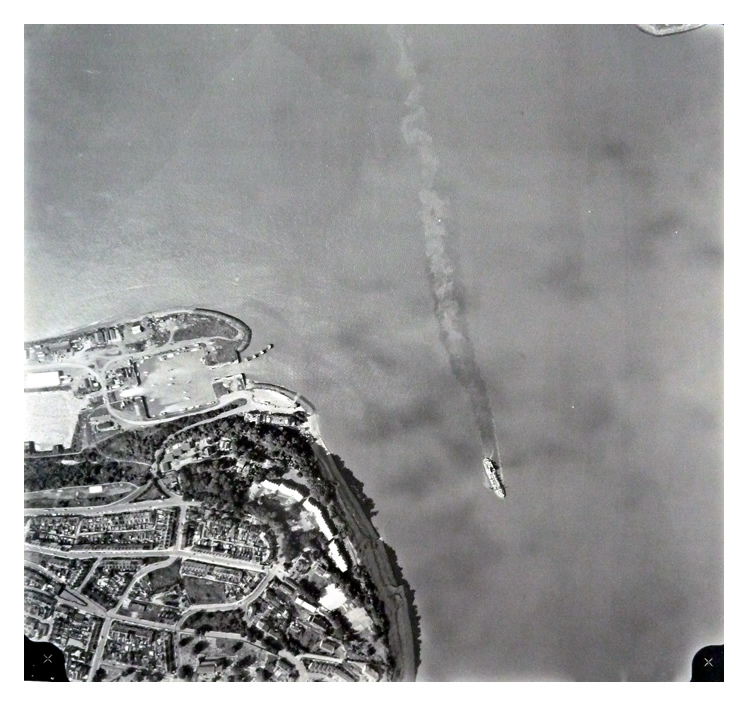 29th June 1981 - Image 5 of 5 - Image No. 142 - An ariel view departing Penarth Dock, the Basin and the Penarth Head. A vessel sails west toward the great blue yonder, or in the case of the local waters, the Great Brown Muddy Waters!