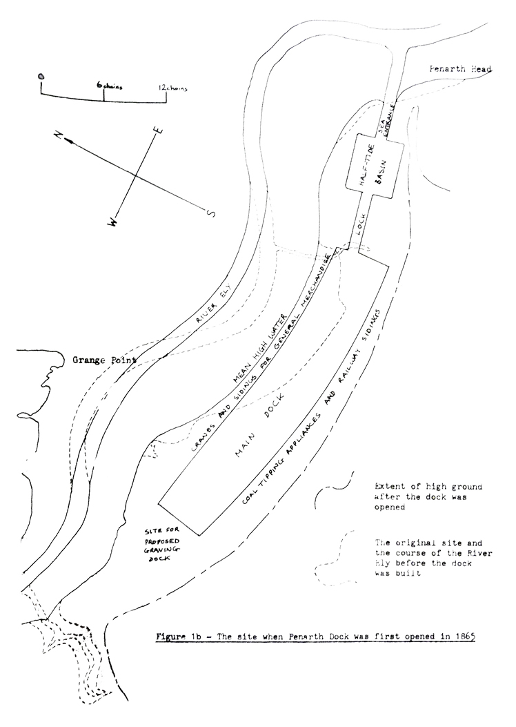 Figure 1b - The site when Penarth Dock was first opened in 1865. 