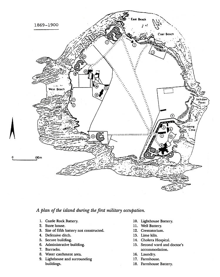 1869-1900 - A plan of Flat Holm during the first military occupation.