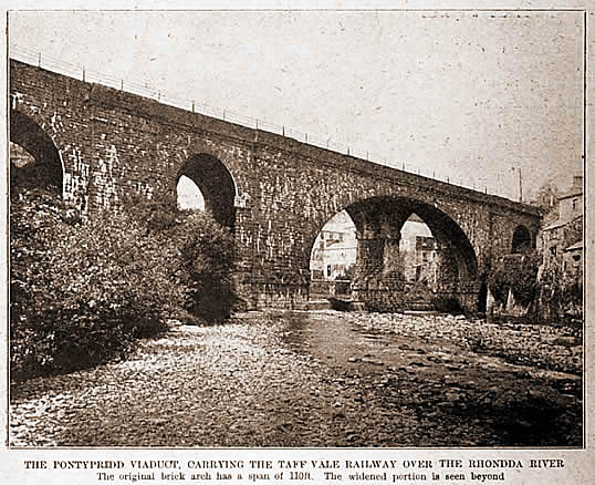 The Pontypridd Viaduct, The Taff Vale Railway over the Rhondda River.