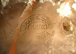 A Maker's Mark found on copper sheathing removed from the hull of H.M.S. Victory.