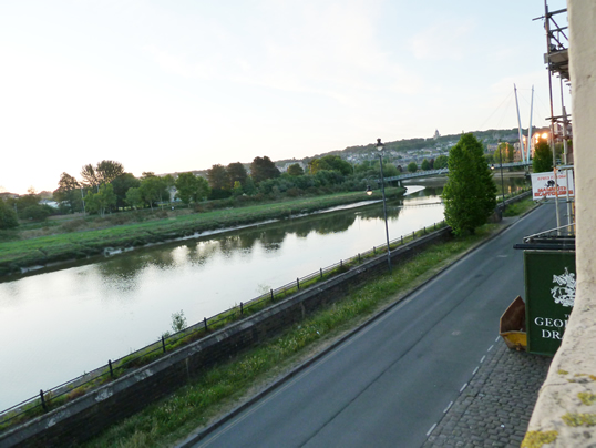 The view of the River Lune at Lancaster and the former quayside taken from our apartment window; which was next to the George & Dragon! 