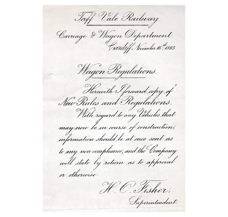 Taff Vale Railway Company, Carriage & Wagon Department, Cardiff - November 16th. 1883 - Wagon Regulations. 