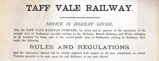TAFF VALE RAILWAY - Notice is Hereby Given.