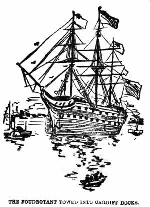 The Foudroyant Towed into Cardiff Docks.