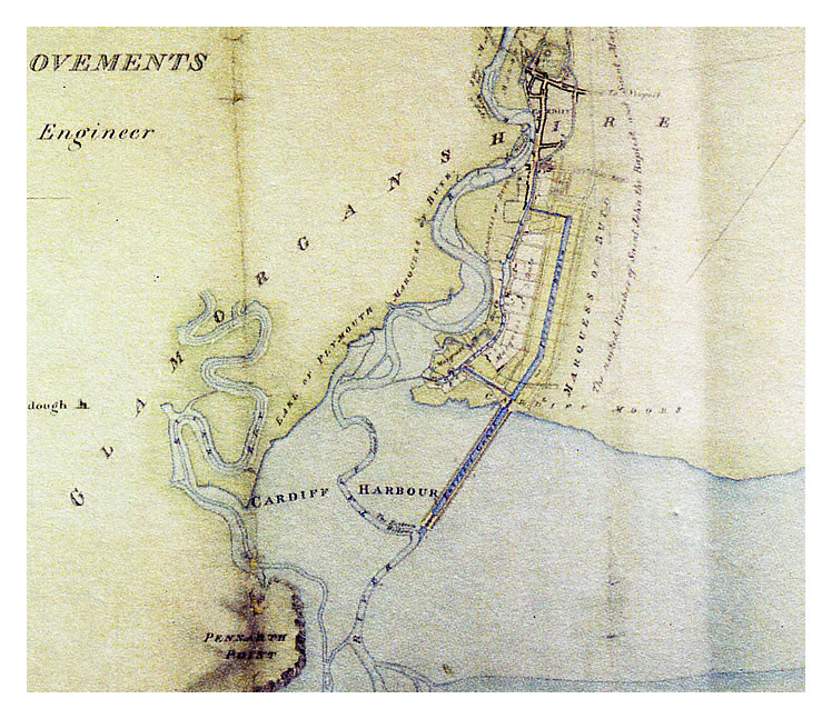 Map of Cardiff Harbour with Projected Improvements by James Green, Civil Engineer, 1829.