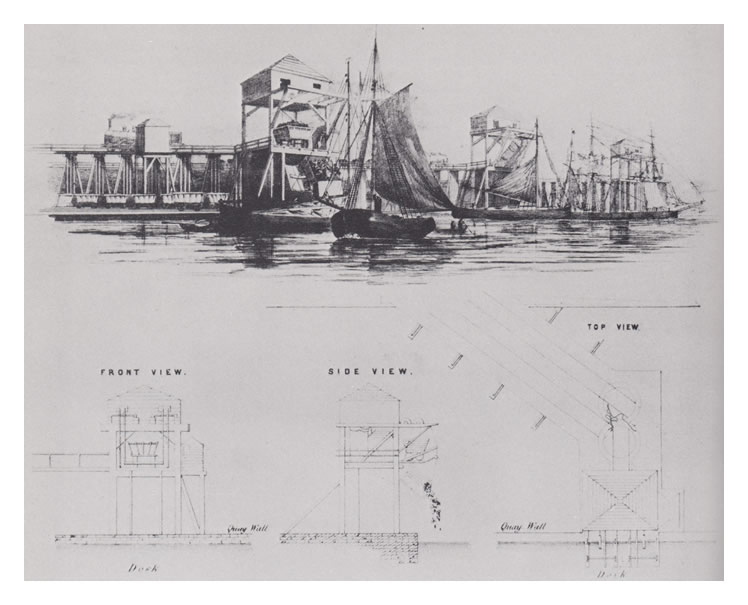 1839 - Coal drops at The Bute Ship Canal, Cardiff. 