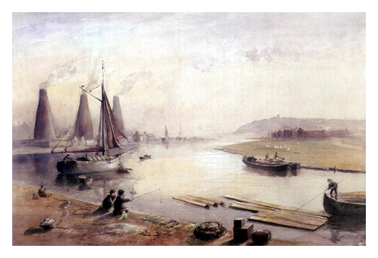 c.1830 - The lower end of the Sea Lock pound at Cardiff.
