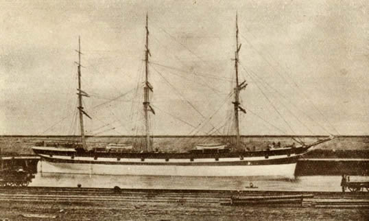 Ship 'Ellenbank' - 1,426 tons nett register. Built in 1885 she was the first iron ship to be constructed at Maryport - from an article within Sea Breezes June 1927.
