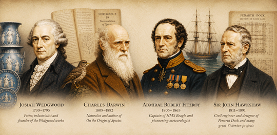 At first sight, Josiah Wedgwood, Charles Darwin, Admiral Robert FitzRoy and Sir John Hawkshaw appear to have little in common. 